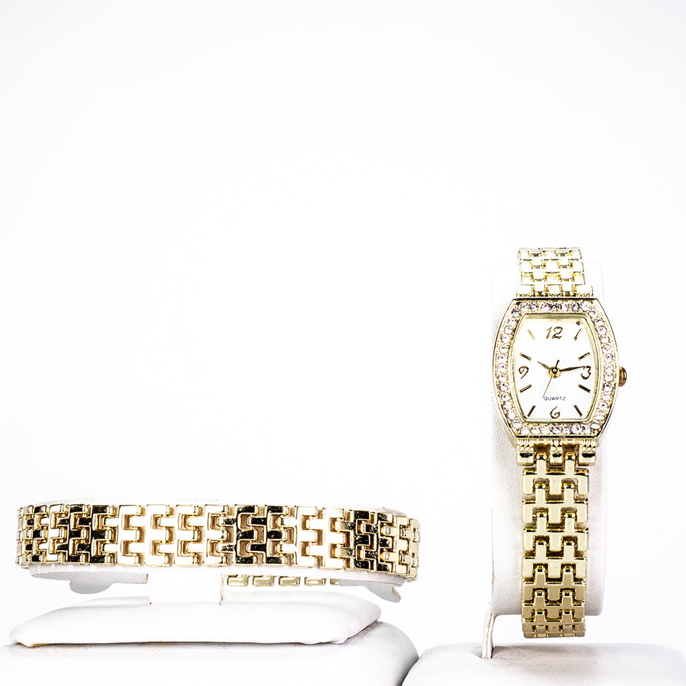 Pozlátené Zliatinové Sada s Bielym Emporia® Krištáľom ( Náramok )