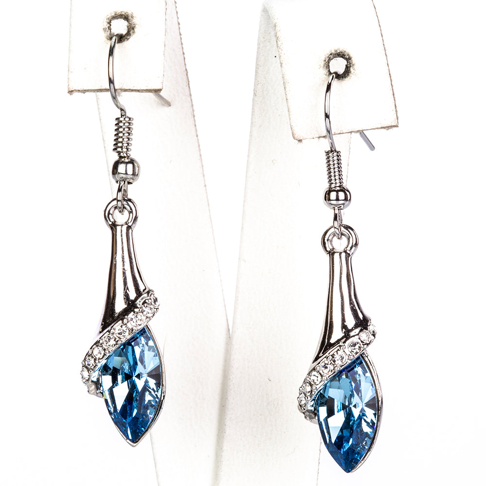 Pozlátené Zliatinové Sada s Modrým Emporia® Krištáľom ( Náušnice+Prívesok )