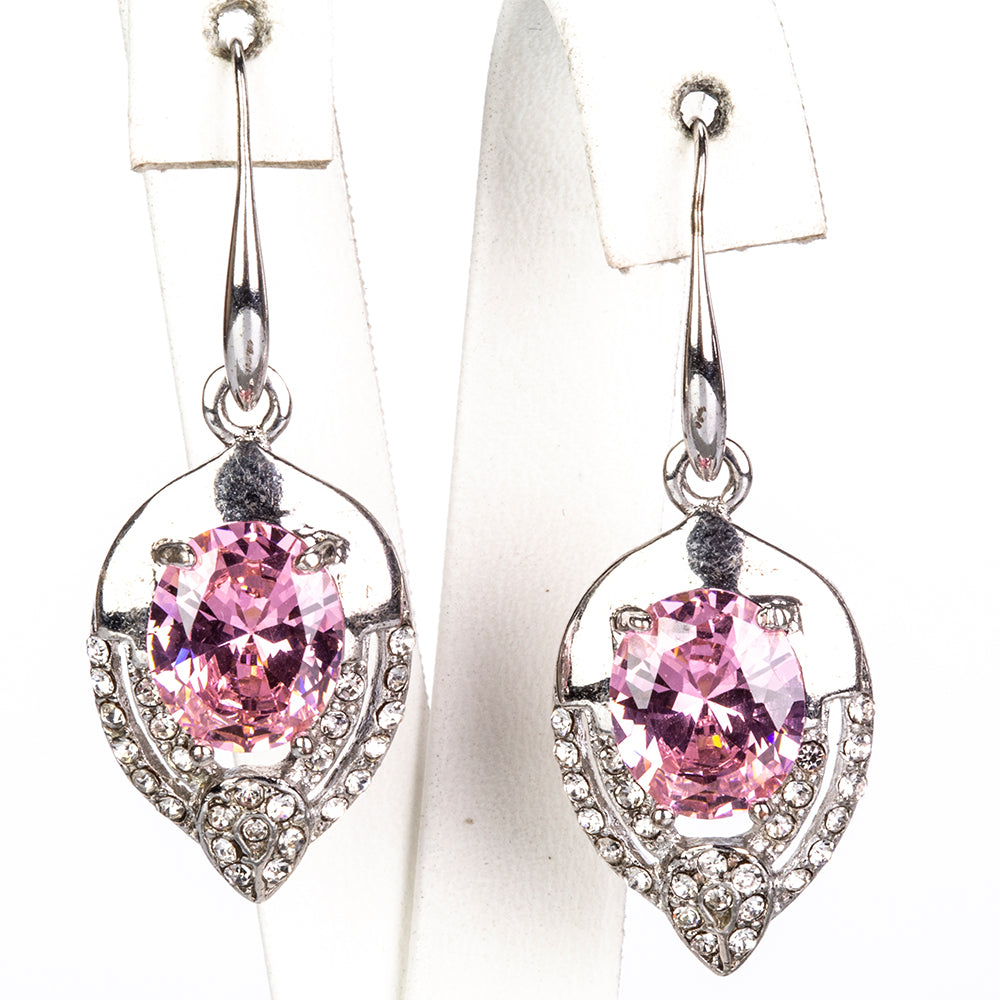 Pozlátené Zliatinové Sada s Ružovým Emporia® Krištáľom ( Náhrdelník+Náušnice )