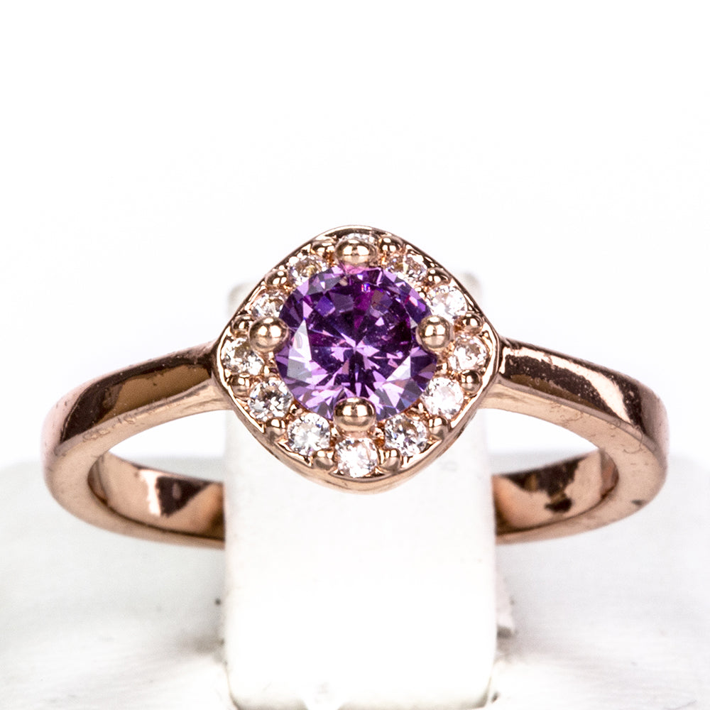 Pozlátené Zliatinové Sada s Fialovým Emporia® Krištáľom ( Náhrdelník+Náušnice+Prsteň +Prívesok )