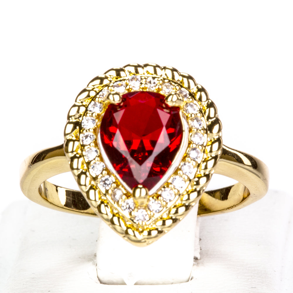 Pozlátené Zliatinové Sada s Červeným Emporia® Krištáľom ( Náhrdelník+Náušnice+Prsteň )