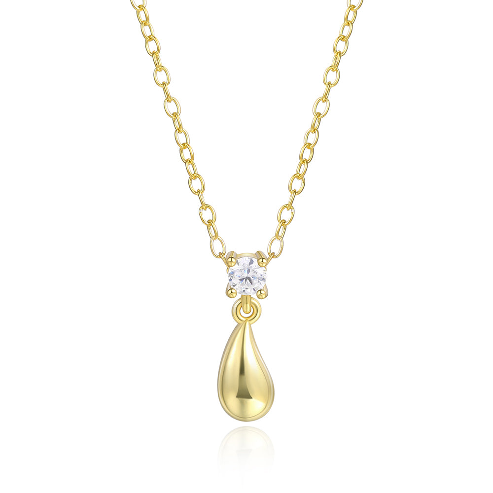 Pozlátený Zliatinový Náhrdelník s Bielym Emporia® Krištáľom