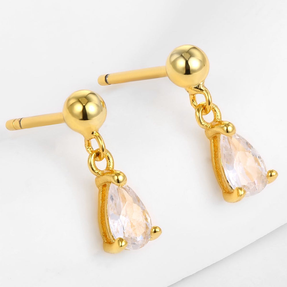 Pozlátené Zliatinové Náušnice s Bielym Emporia® Krištáľom