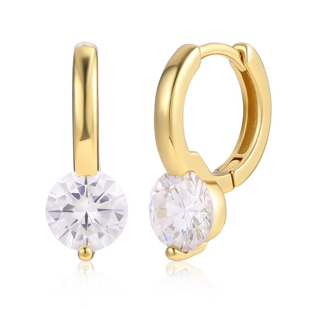 Pozlátené Zliatinové Náušnice s Bielym Emporia® Krištáľom
