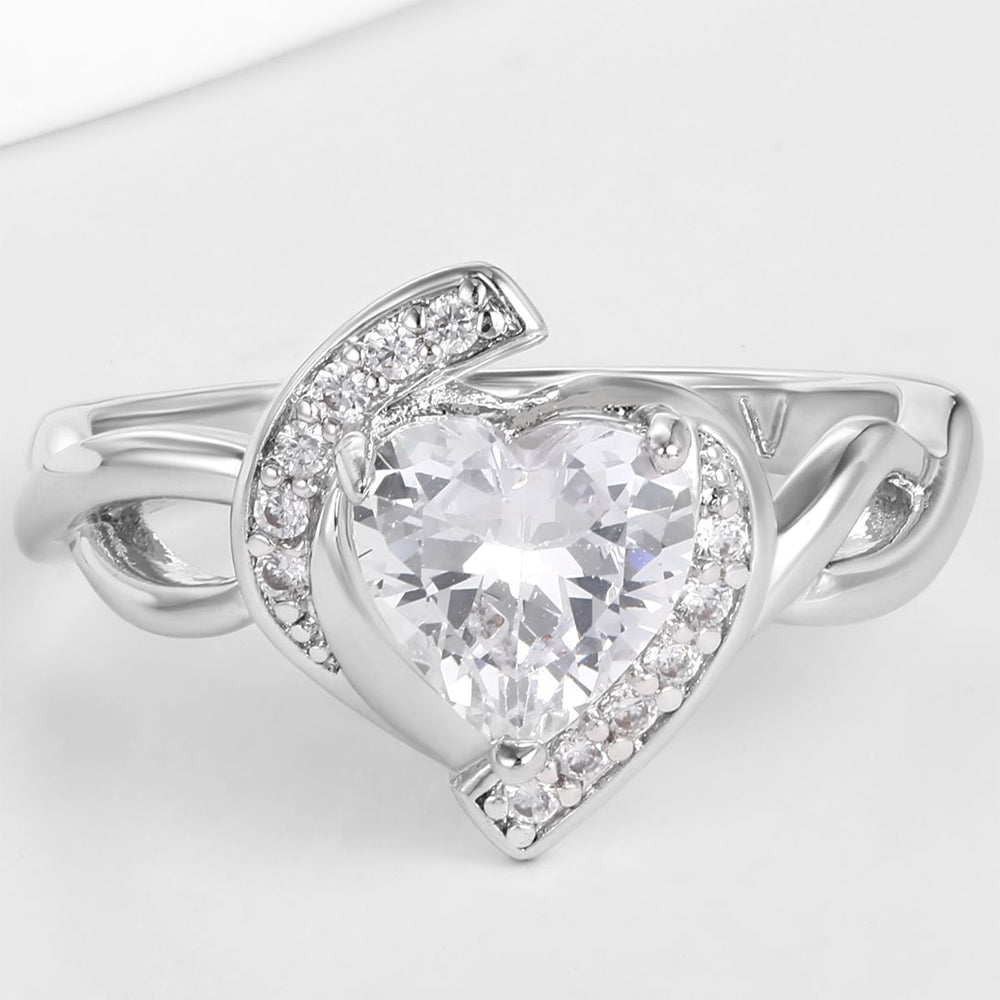 Whitegold Tone Alloy Ring with White Emporia Crystals