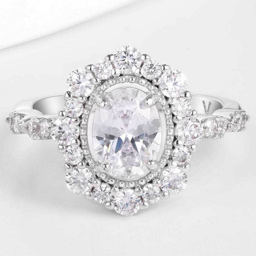 Pozlátený Zliatinový Prsteň s Bielym Emporia® Krištáľom