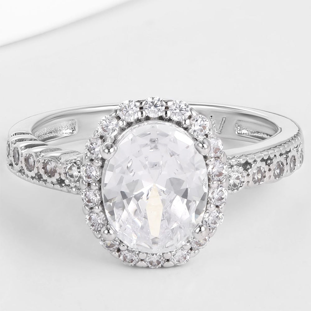 Pozlátený Zliatinový Prsteň s Bielym Emporia® Krištáľom