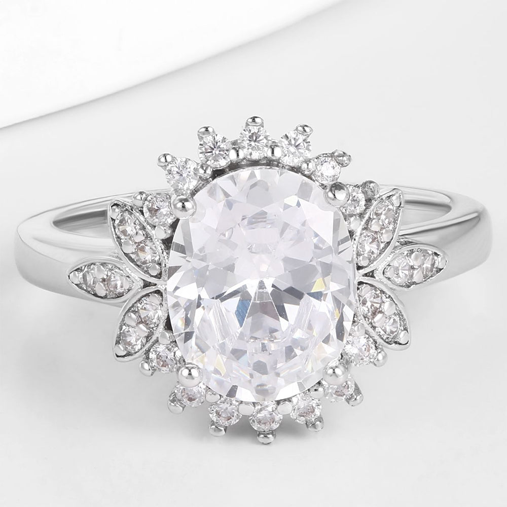 Pozlátený Zliatinový Prsteň s Bielym Emporia® Krištáľom