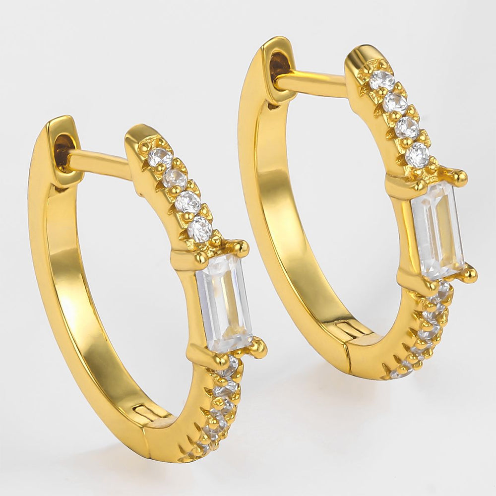 Pozlátené Zliatinové Náušnice s Bielym Emporia® Krištáľom