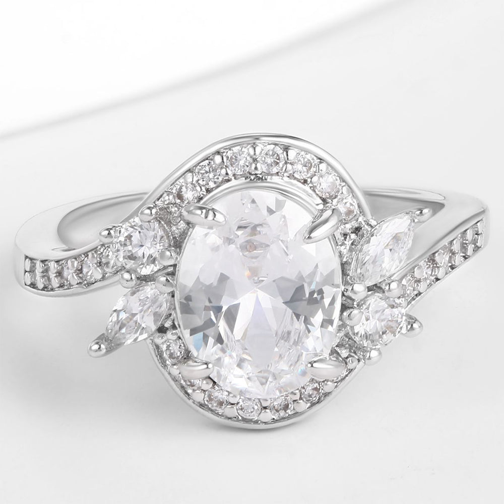 Pozlátený Zliatinový Prsteň s Bielym Emporia® Krištáľom