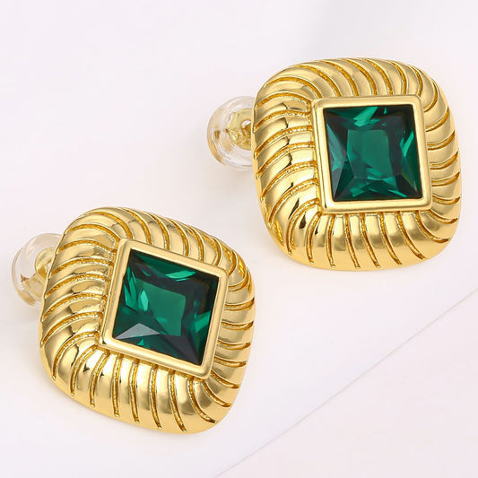 Pozlátené Zliatinové Náušnice s so Zeleným Emporia® Krištáľom