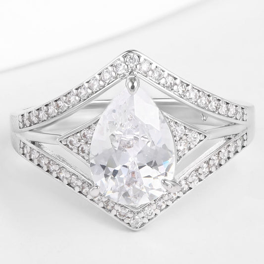 Pozlátený Zliatinový Prsteň s Bielym Emporia® Krištáľom