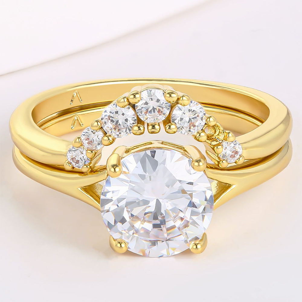 Pozlátený Zliatinový Prsteň s Bielym Emporia® Krištáľom