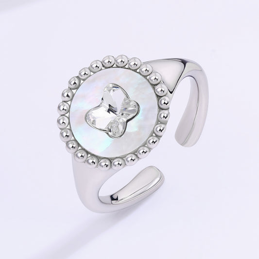Pozlátený Zliatinový Prsteň s Bielym Emporia® Krištáľom