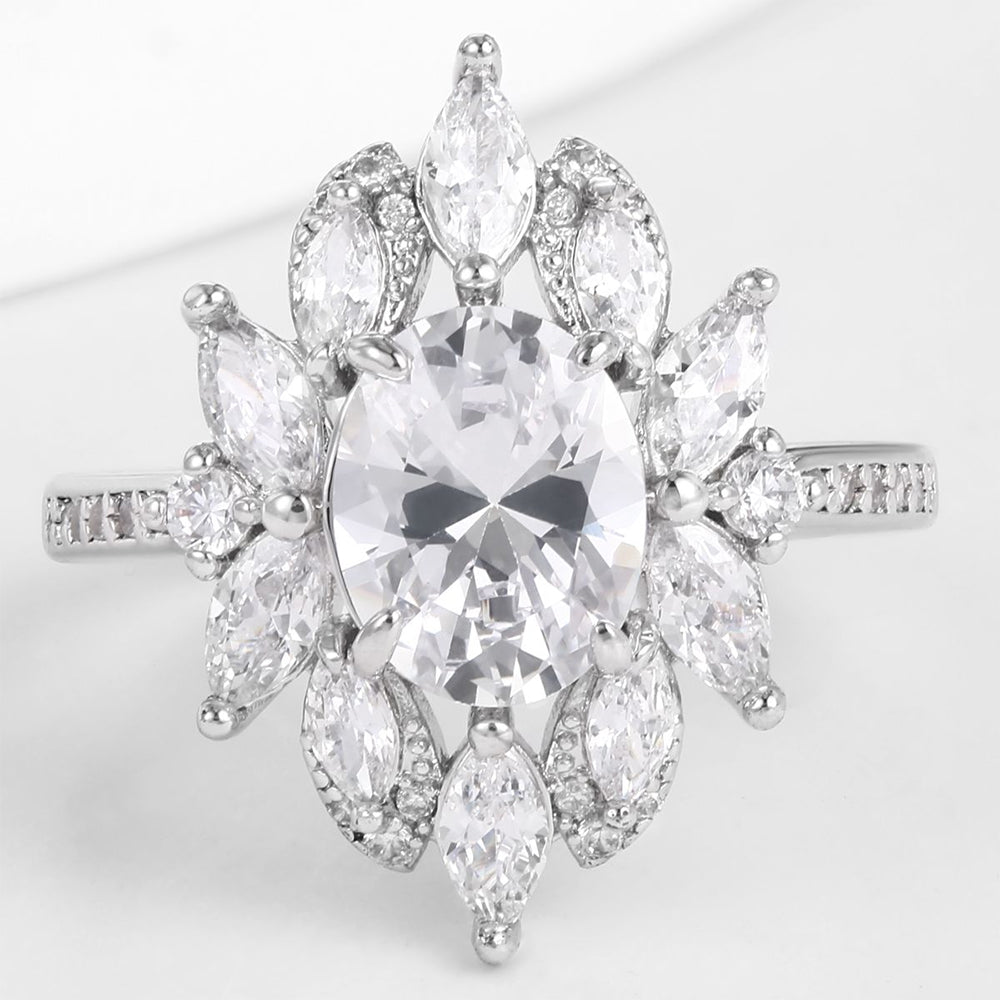 Pozlátený Zliatinový Prsteň s Bielym Emporia® Krištáľom