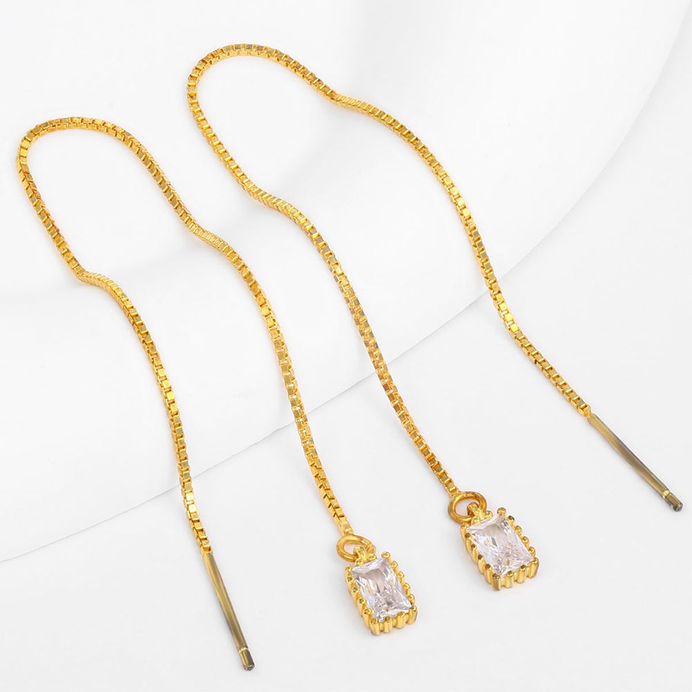 Pozlátené Zliatinové Náušnice s Bielym Emporia® Krištáľom