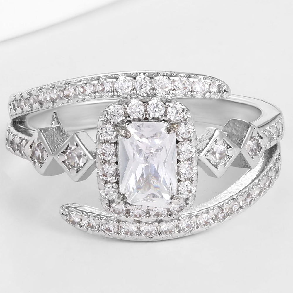 Pozlátený Zliatinový Prsteň s Bielym Emporia® Krištáľom