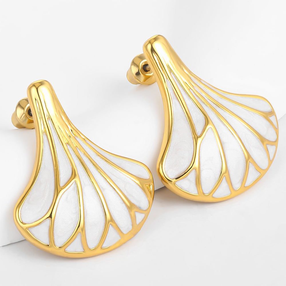 Pozlátené Zliatinové Náušnice s so Smaltom