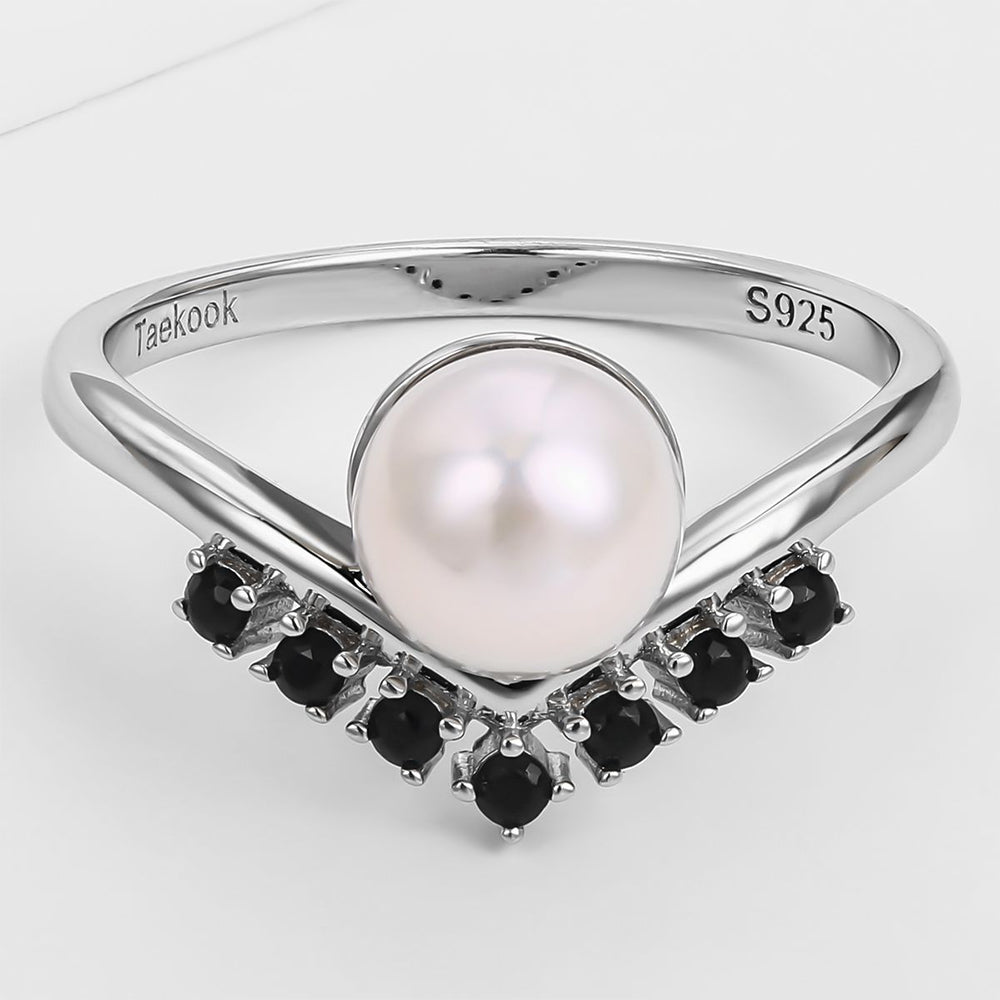 Pozlátený Zliatinový Prsteň s Čiernym Emporia® Krištáľom