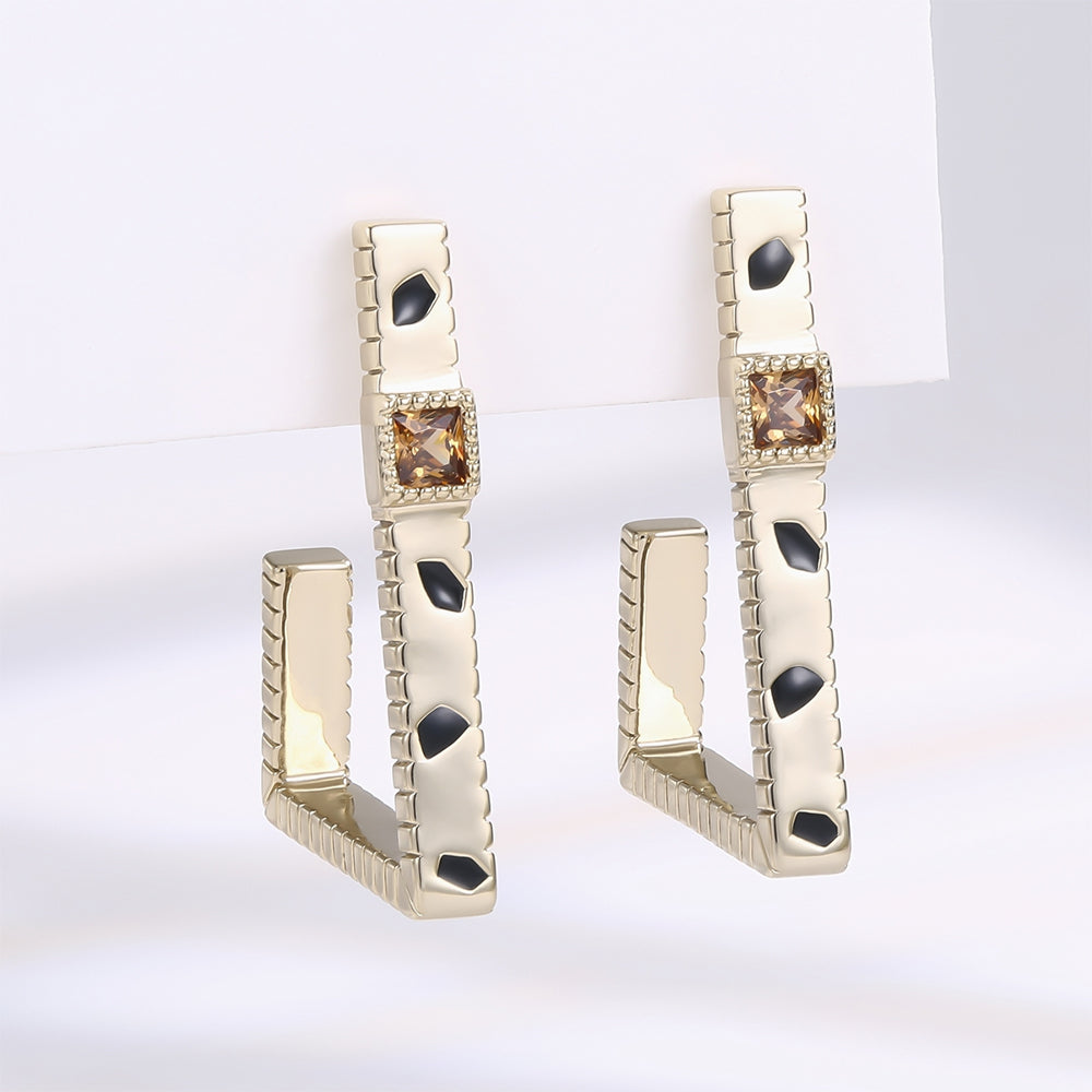 Pozlátené Zliatinové Náušnice s Hnedým Emporia® Krištáľom