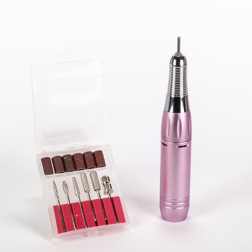 Profesionálny pilník na nechty Emporia Beauty Nail s vymeniteľnými hlavicami – ružový
