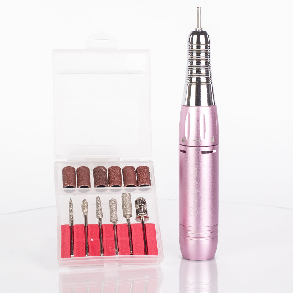 Profesionálny pilník na nechty Emporia Beauty Nail s vymeniteľnými hlavicami – ružový