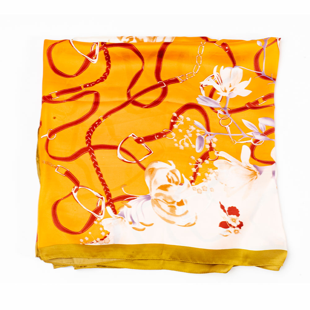 Kvetinové objatie, šatka, 85 x 180 cm, Oranžová, 100% vegánske hodvábie