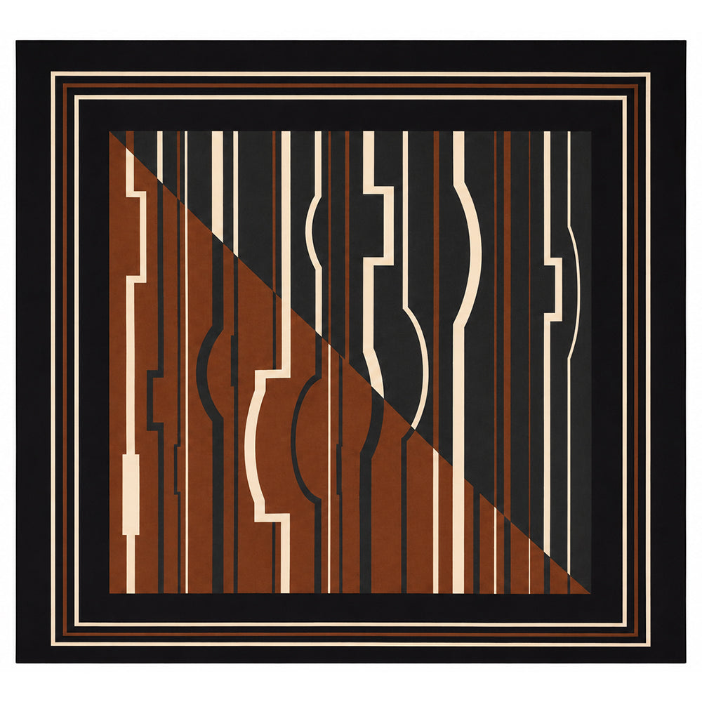Desert Mirage Scarf, Rust Brown, 90 cm x 90 cm, 100% Silk