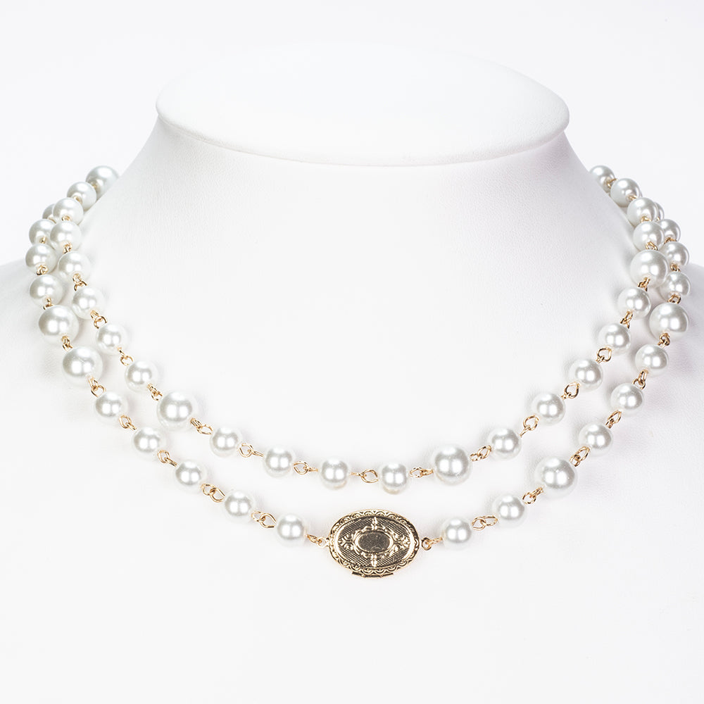 Pozlátený Zliatinový Náhrdelník s Sklenená perla