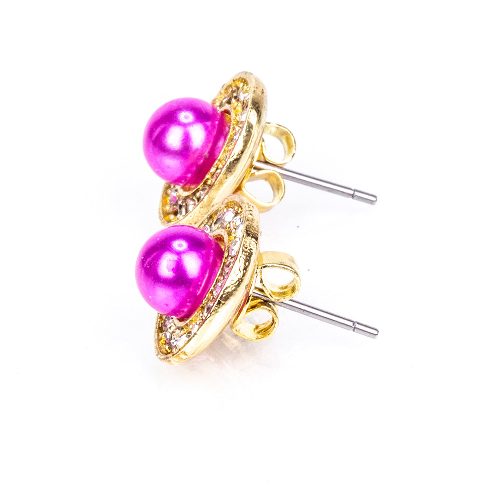 Pozlátené Zliatinové Sada s Bielou Sladkovodnou Perlou a Bielym Emporia® Krištáľom ( Náhrdelník+Náušnice+Prívesok )