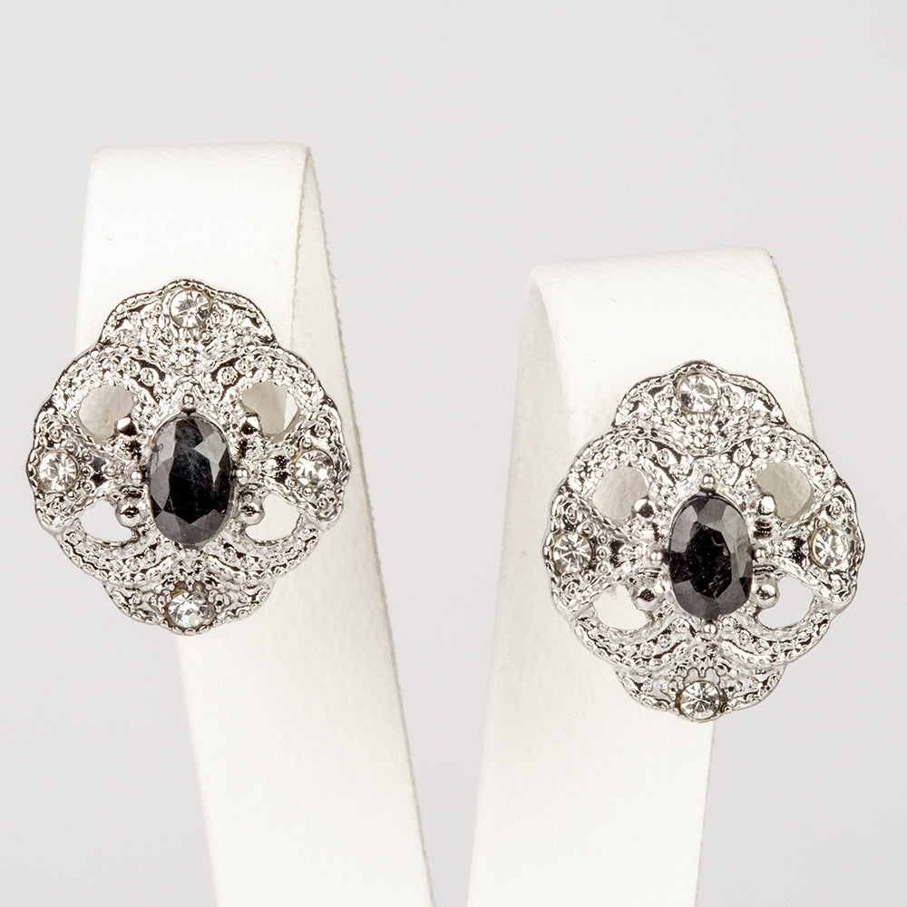 Pozlátené Zliatinové Sada s so Zafírom a Bielym Emporia® Krištáľom ( Náhrdelník+Náušnice+Prívesok )