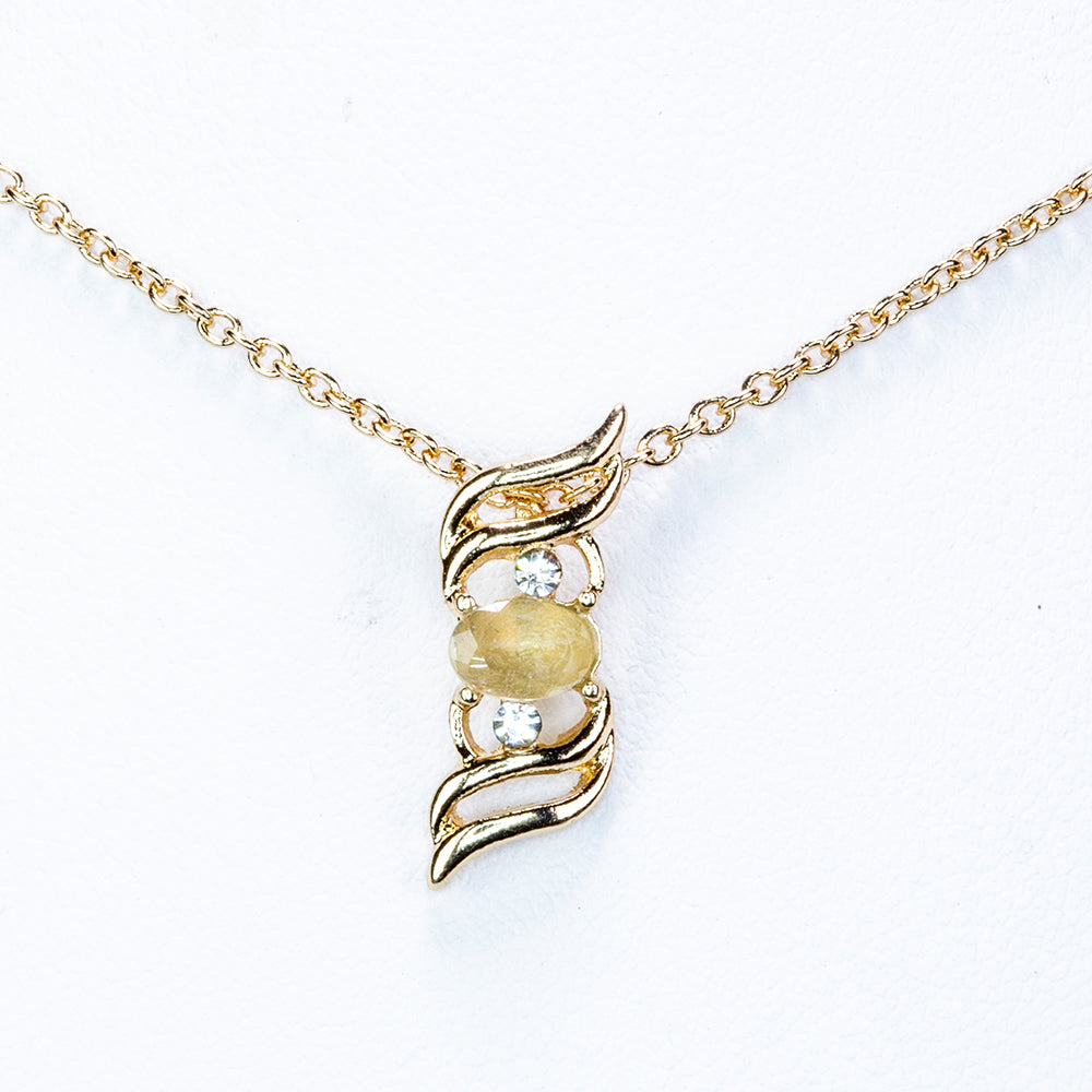 Pozlátený Zliatinový Náhrdelník s Bielym Emporia® Krištáľom ( Náhrdelník+Prívesok )