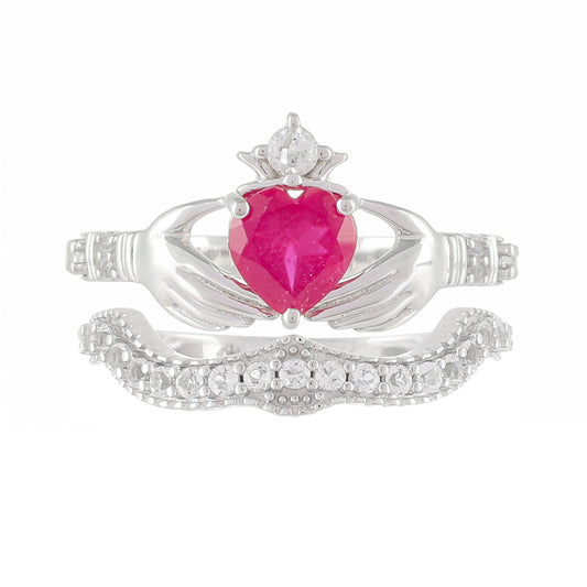 Strieborný Prsteň s Thajským Rubínom a Bielym Topásom