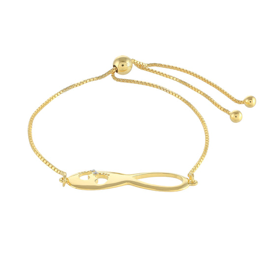 Pozlátený Strieborný Náramok s Bielym Diamantom