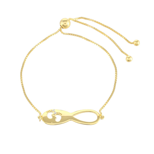 Pozlátený Strieborný Náramok s Bielym Diamantom