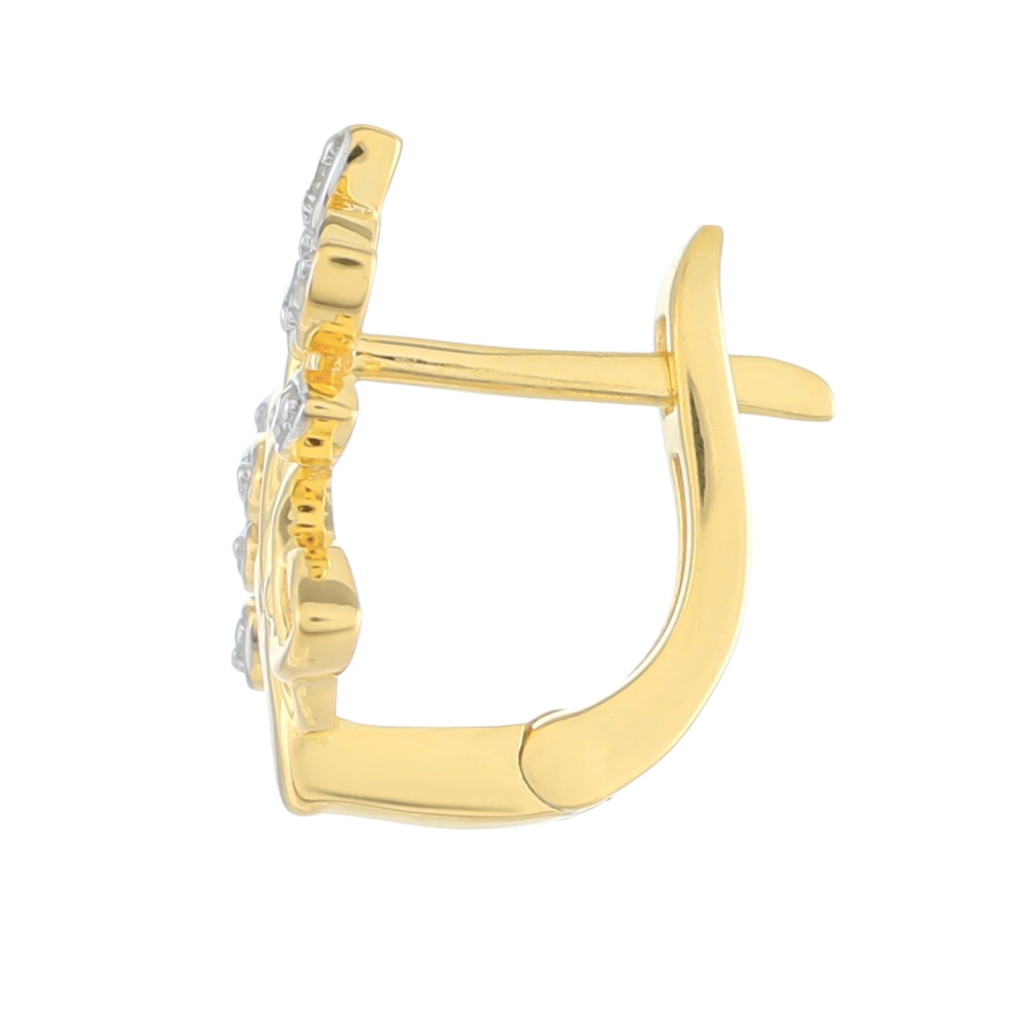 Pozlátené Strieborné Náušnice s Bielym Diamantom