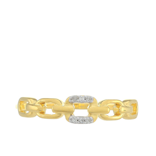 Pozlátený Strieborný Prsteň s Bielym Diamantom