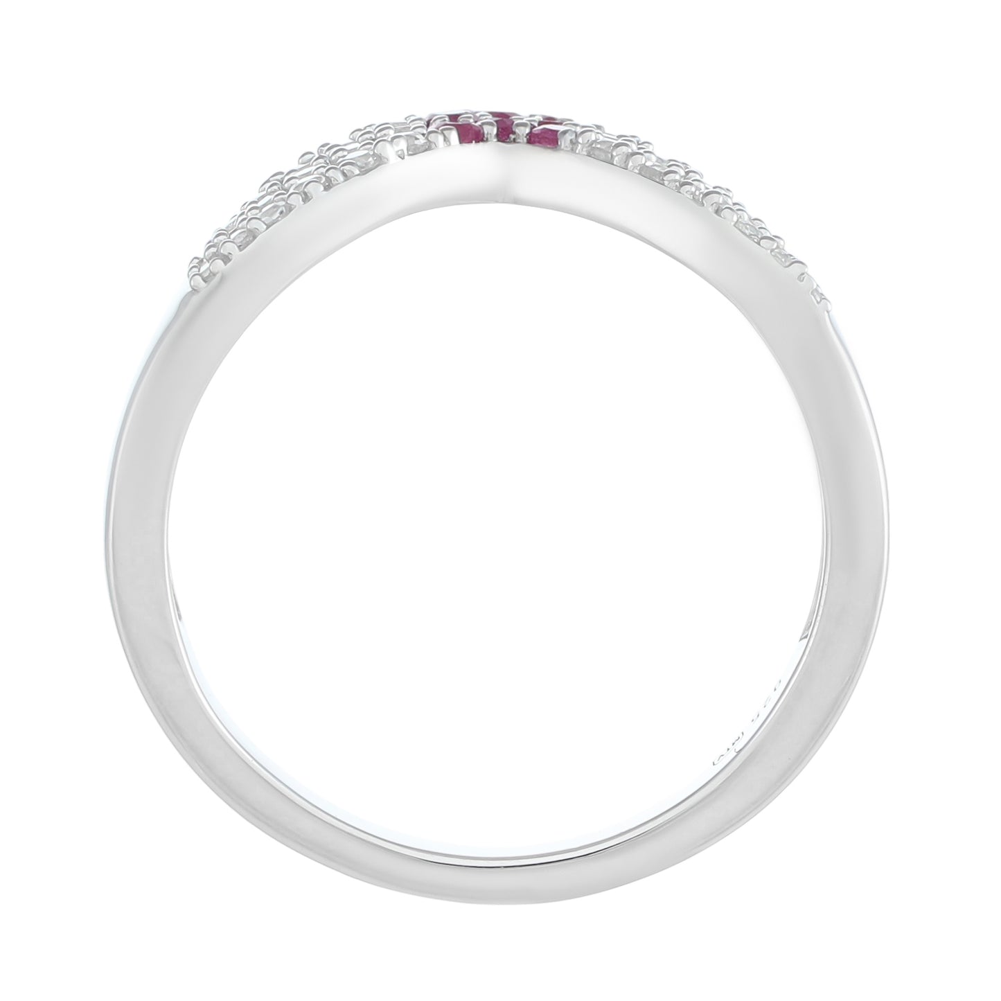 Strieborný Prsteň s Thajským Rubínom a Bielym Topásom