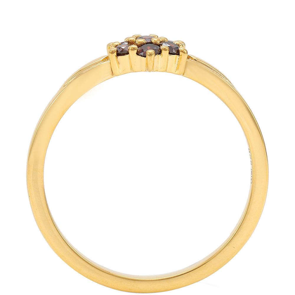 Pozlátený Strieborný Prsteň s Červeným Diamantom