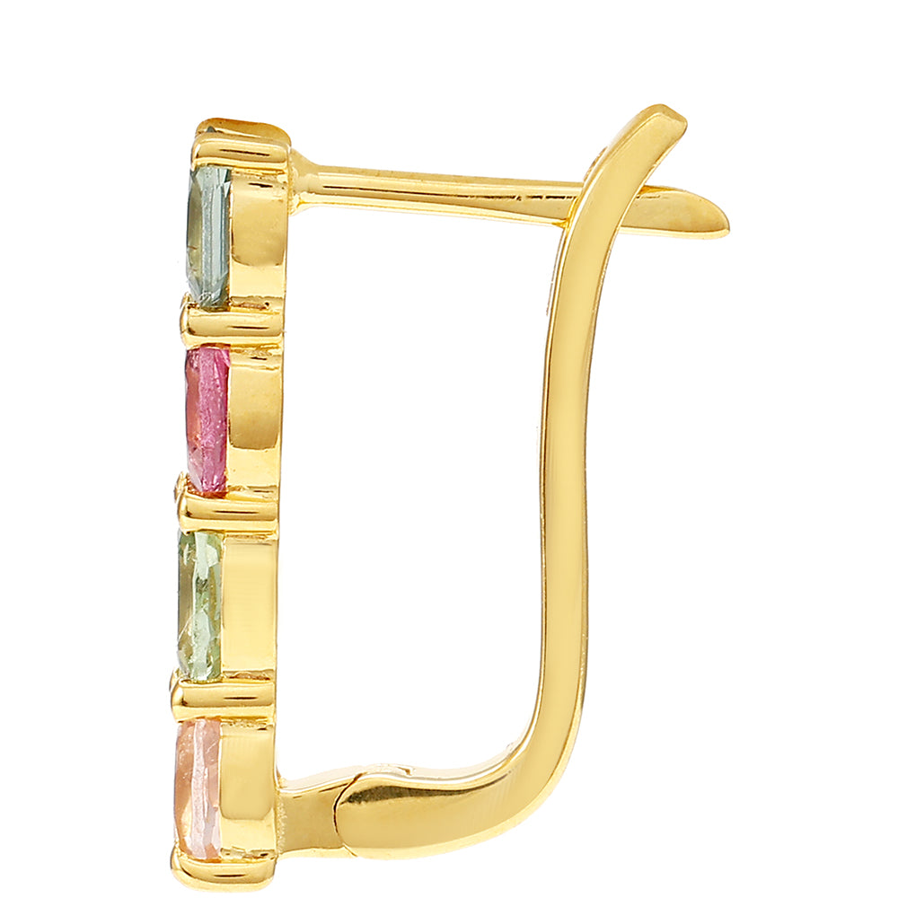 Pozlátené Strieborné Náušnice s Dúhovým Turmalínom z Pelmadulla
