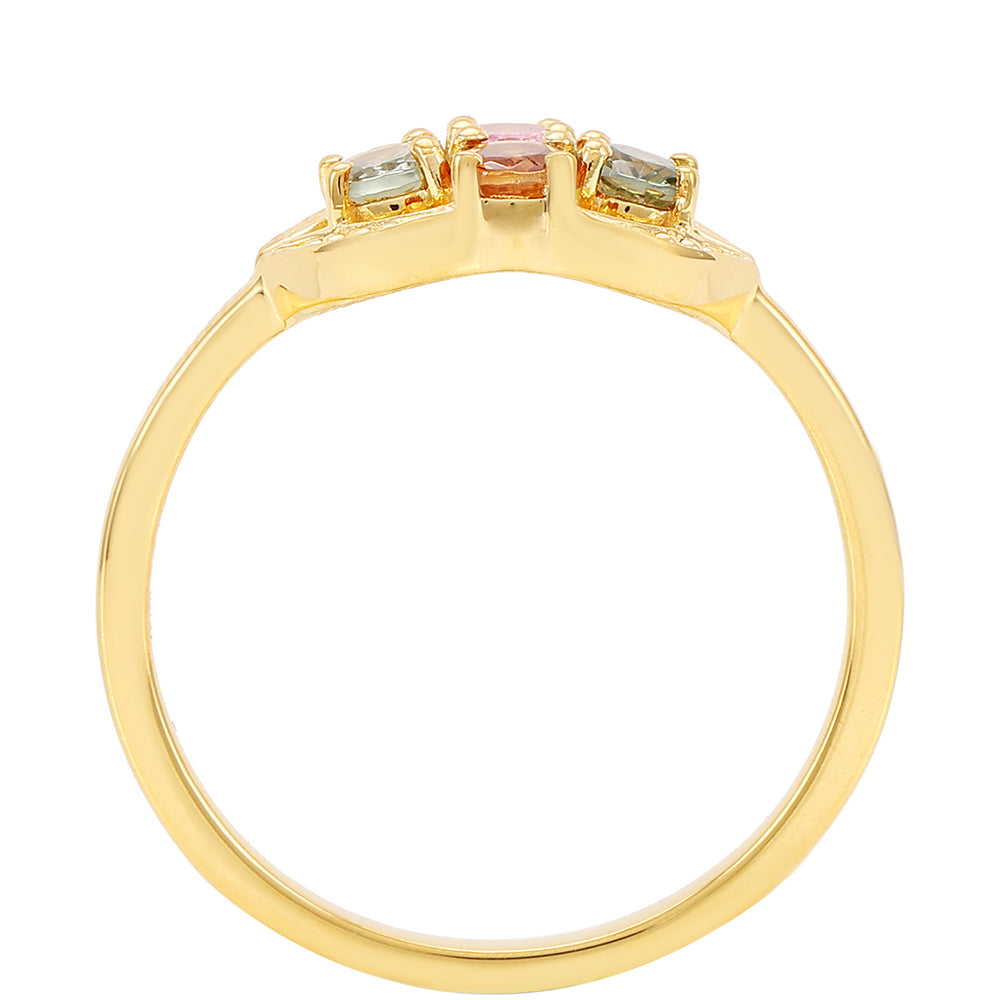 Pozlátený Strieborný Prsteň s Dúhovým Turmalínom z Pelmadulla