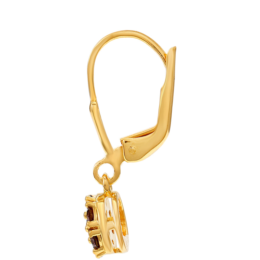 Pozlátené Strieborné Náušnice s Červeným Diamantom