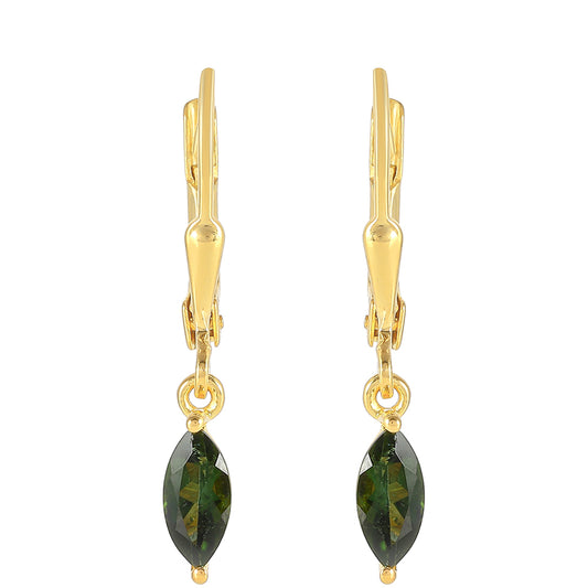 Pozlátené Strieborné Náušnice s so Zeleným Turmalinom