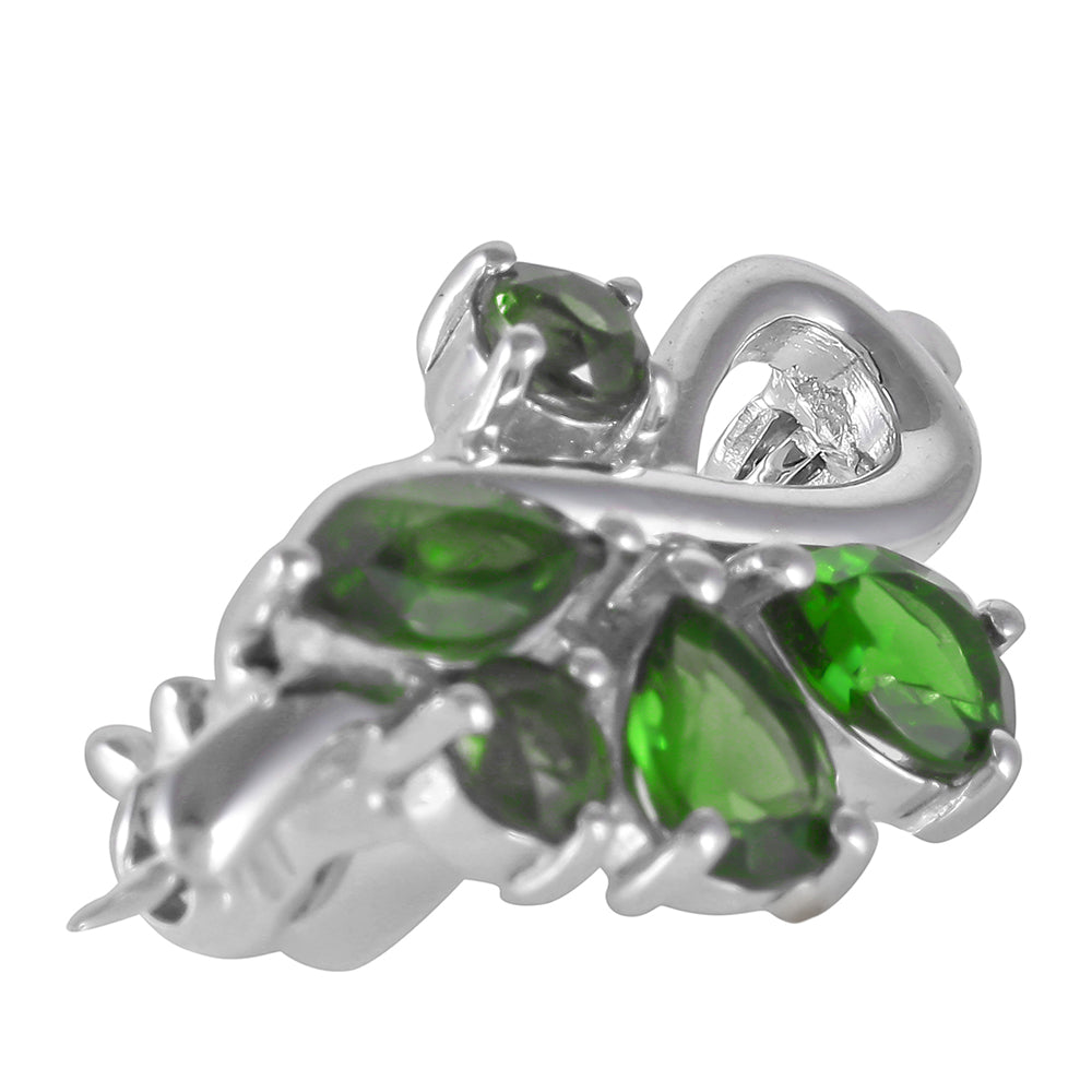 Strieborný Brošňa s Chrom Diopsidom