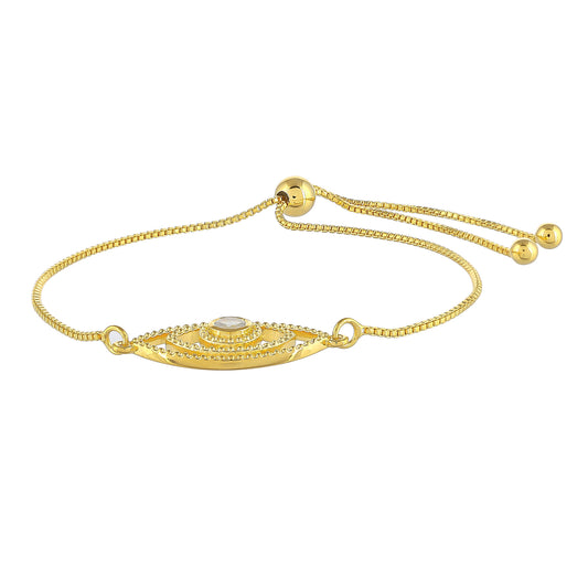 Pozlátený Strieborný Náramok s Dúhovým Mesačným Kameňom