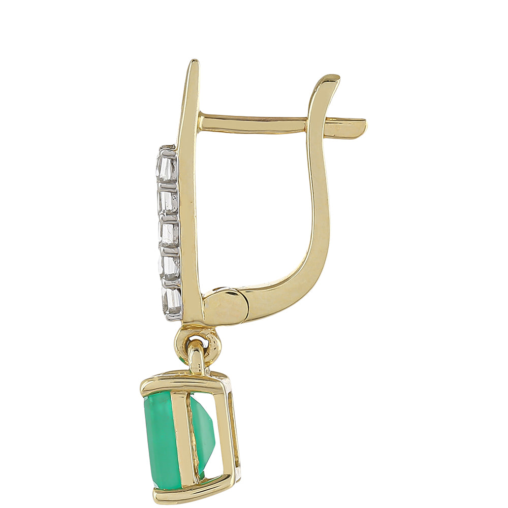 Zlaté Náušnice s Brazílskym Smaragdom a Bielym Topásom