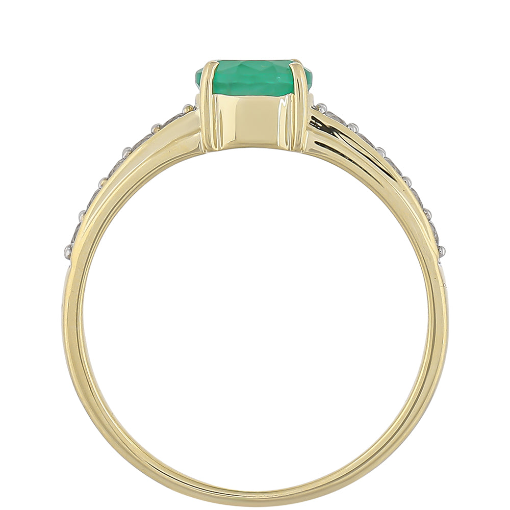 Zlatý Prsteň s Brazílskym Smaragdom a Bielym Topásom