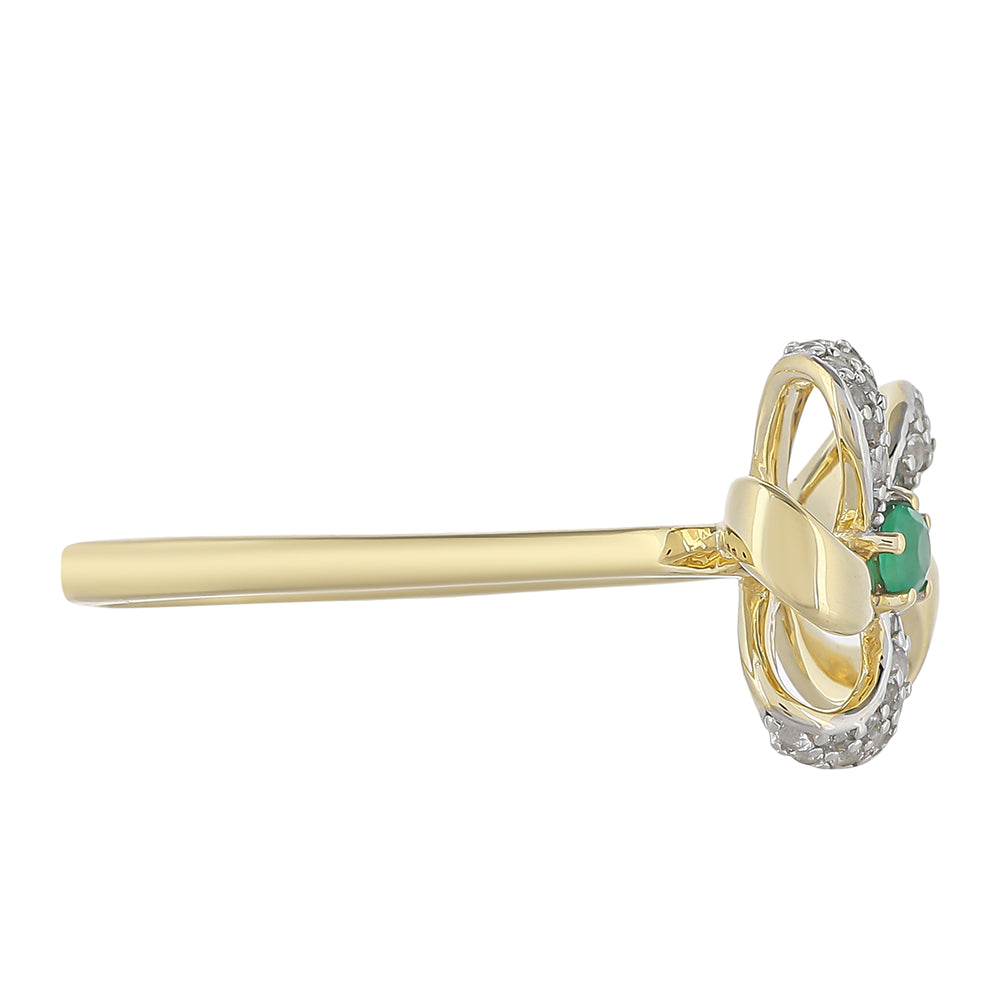 Zlatý Prsteň s Brazílskym Smaragdom a Bielym Topásom