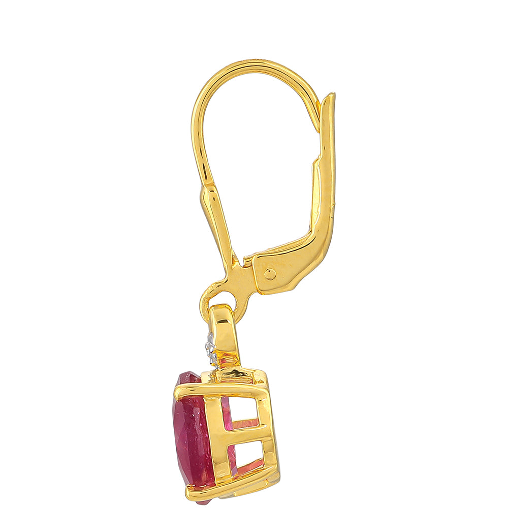 Pozlátené Strieborné Náušnice s Thajským Rubínom a Bielym Topásom