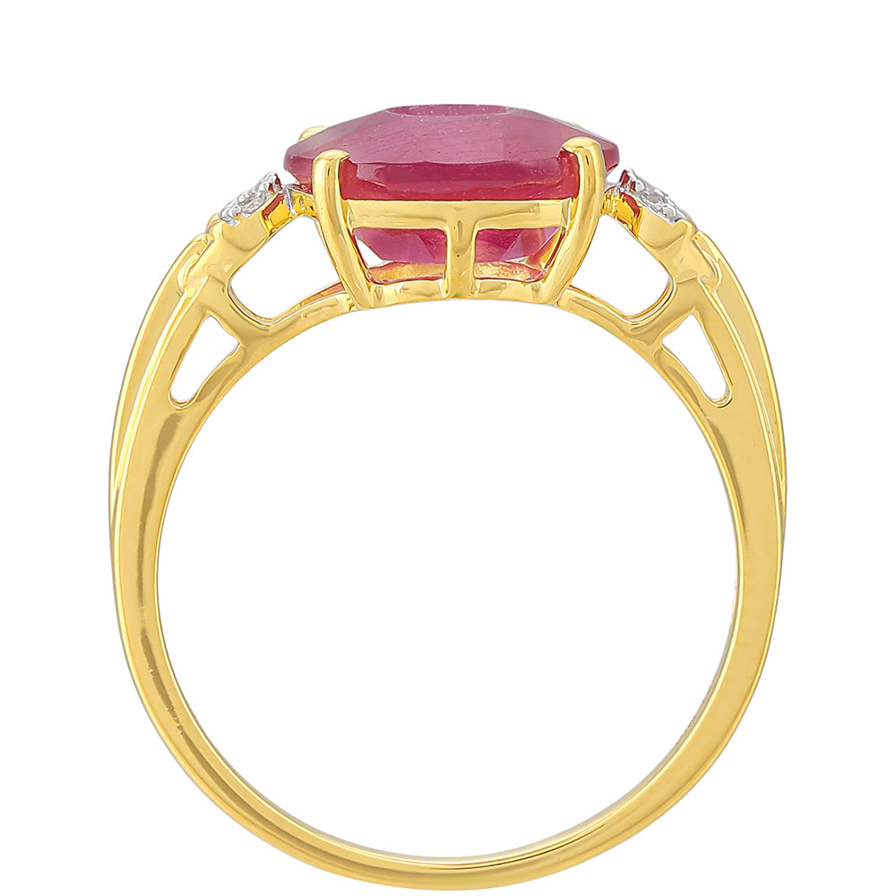 Pozlátený Strieborný Prsteň s Thajským Rubínom a Bielym Topásom